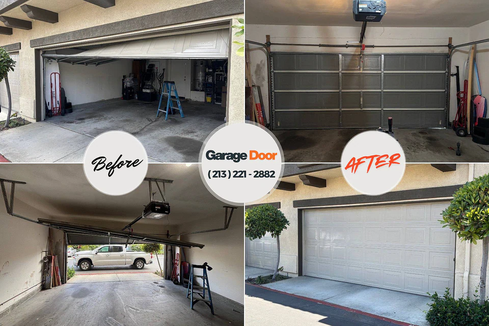 Before and after: garage door repair Bridgewater Center, NJ